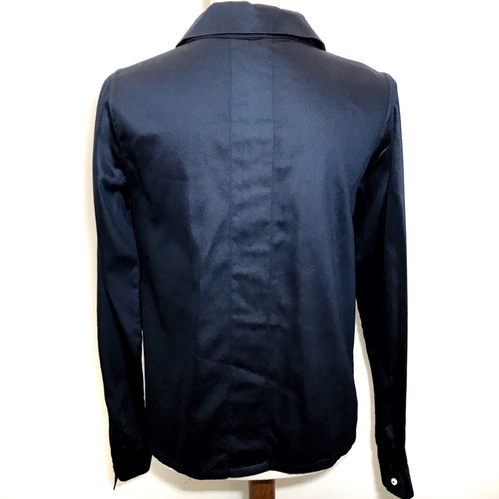 [Alice Roi] Silk Navy Blue Button Down Shirt - Picture 3 of 7